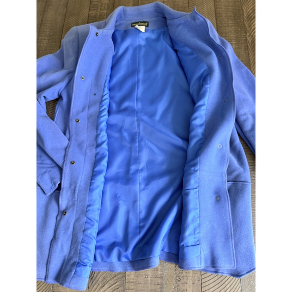 Vintage Y2K Harvé Benard Wool Cashmere Blend Blue Longline Jacket Sz 12 NWT - Picture 6 of 9